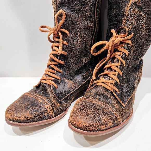 Sibyl Vane Distressed Leather Knee High Riding Boots Women 37 Equestrian Gaucho - Picture 8 of 15